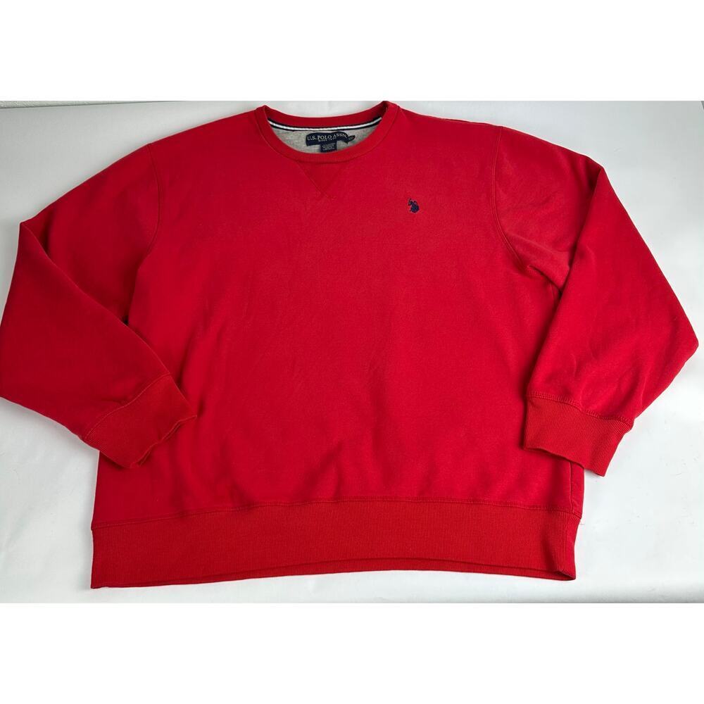 US Polo Assn Size XXL 2XL Sweatshirt Red Holiday Christmas Soft Crew Neck Men's